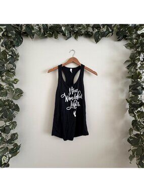 Ideal T by Next Level Maternity Graphic Racerback Tank Top Black Women’s Sz S